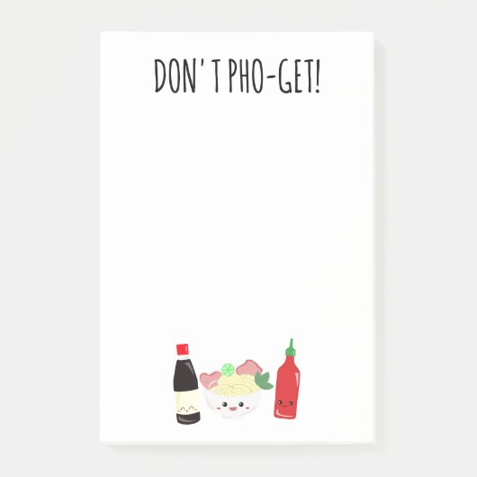 Kawaii Pho Don't Pho-Get Forget Punny Noodles Post-it® Notes (Voorkant)