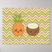 Kawaii Pineapple Coconut Poster (Voorkant)
