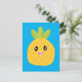 Kawaii Pineapple Cute Tropical Briefkaart (Staand voorkant)