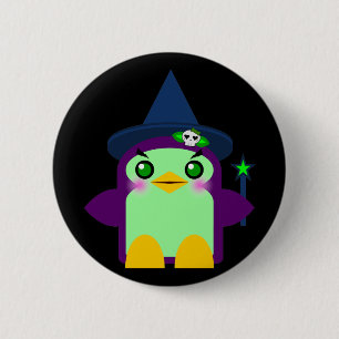 Kawaii Pinguïn Heks Ronde Button 5,7 Cm