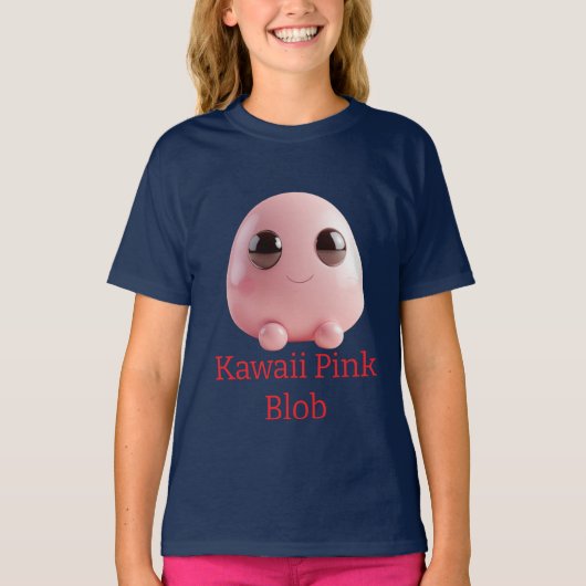 Kawaii Pink Blob — Cute 3D Character T-shirt (Voorkant)