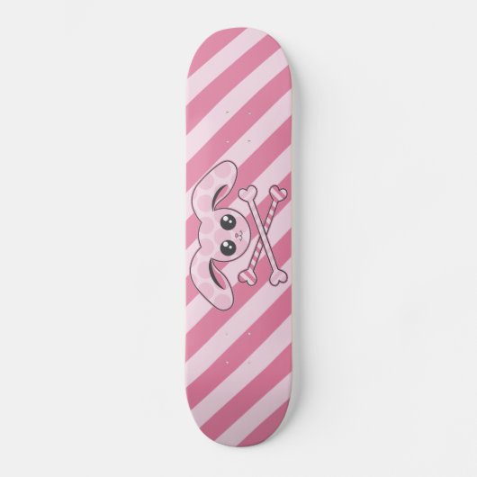 Kawaii Pink Bunny Skull Skateboard (Voorkant)