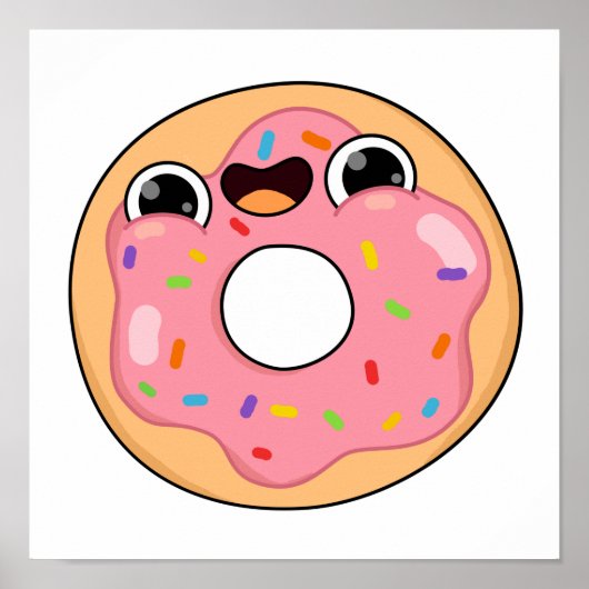 Kawaii Pink Donut Poster (Voorkant)