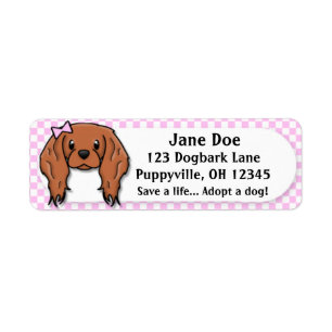 Kawaii Pink Gingham Cavalier King Charles Spaniel Etiket