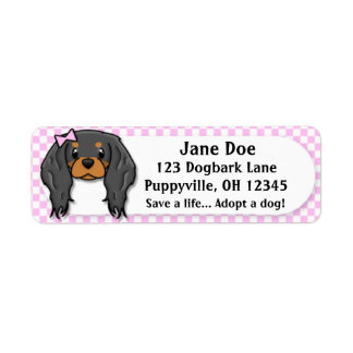Kawaii Pink Gingham Cavalier King Charles Spaniel Etiket