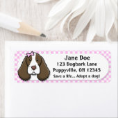 Kawaii Pink Gingham Engelse Springer Spaniel Etiket (Insitu)