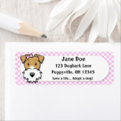 Kawaii Pink Gingham Wire Fox Terrier Etiket (Insitu)