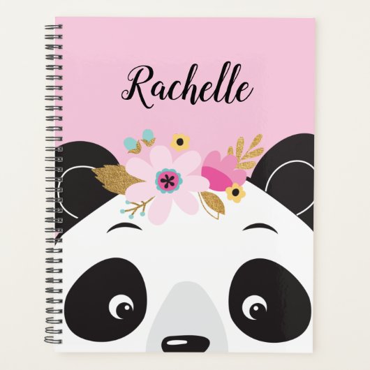 Kawaii Pink Girl Panda Beer Face Planner (Voorkant)