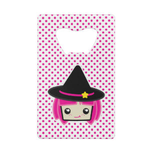 Kawaii Pink Haire Witch Bottle Opener Kredietkaart Flessenopener