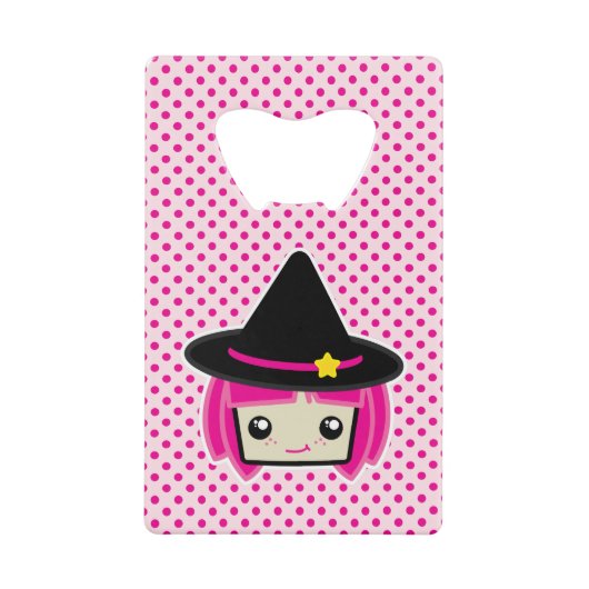 Kawaii Pink Haire Witch Bottle Opener Kredietkaart Flessenopener (Voorkant)