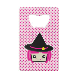 Kawaii Pink Haire Witch Bottle Opener Kredietkaart Flessenopener