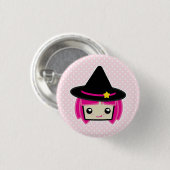 Kawaii Pink Haire Witch Button (Voorkant /achterkant)