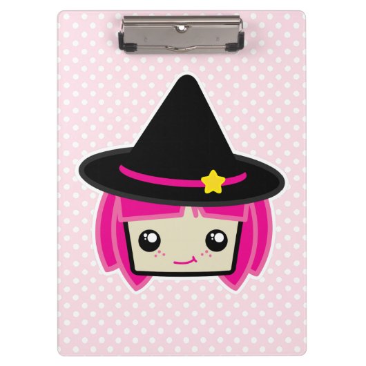 Kawaii Pink Haire Witch Clip Board Klembord (Voorkant)