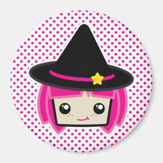 Kawaii Pink Haire Witch Magnet Magneet
