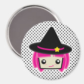 Kawaii Pink Haire Witch Magnet Magneet (Voorkant / Achterkant)