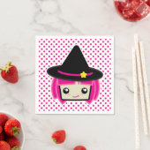 Kawaii Pink Haire Witch Napkins Servetten (Insitu)