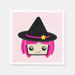 Kawaii Pink Haire Witch Napkins Servetten