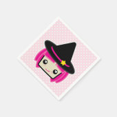 Kawaii Pink Haire Witch Napkins Servetten (Hoek)