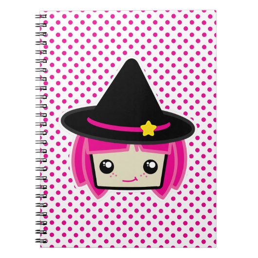 Kawaii Pink Haire Witch Notitieboek (Voorkant)