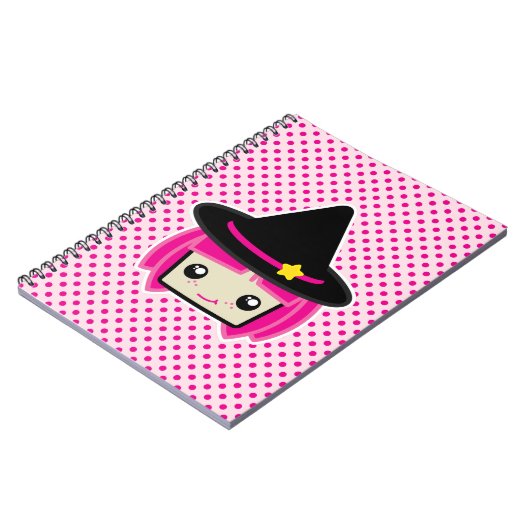 Kawaii Pink Haire Witch Notitieboek (Linkerzijde)