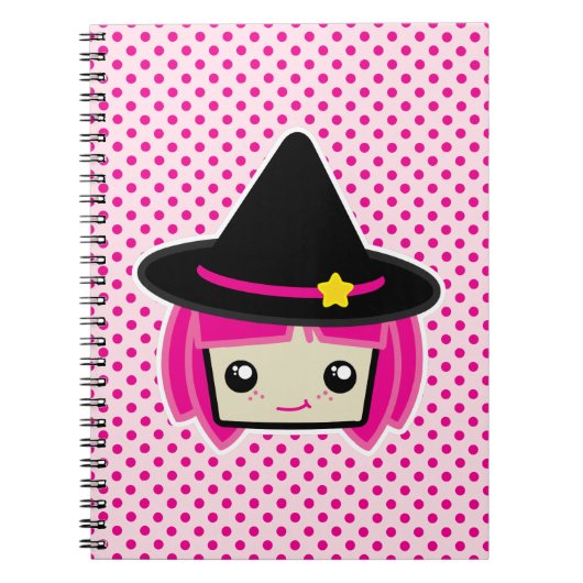 Kawaii Pink Haire Witch Notitieboek (Voorkant)