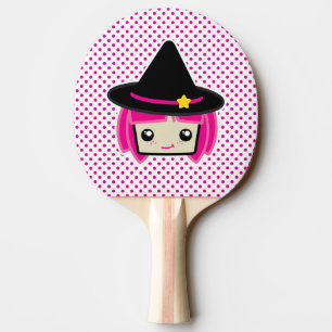 Kawaii Pink Haire Witch Ping Pong Paddle Tafeltennisbatje