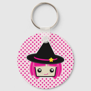 Kawaii Pink Haire Witch Sleutelhanger