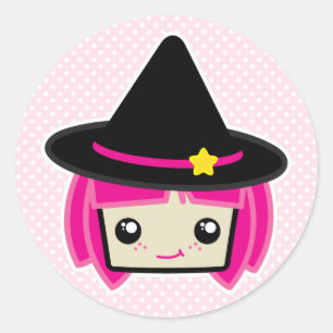 Kawaii Pink Haire Witch Stickers
