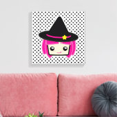Kawaii Pink Haire Witch Wrapped Canvas (Insitu (Woonkamer))