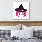 Kawaii Pink Haire Witch Wrapped Canvas (Insitu (Slaapkamer))