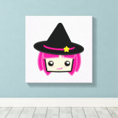 Kawaii Pink Haire Witch Wrapped Canvas (Insitu (Houten vloer))