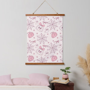 Kawaii Pink Halloween Ghosts & Pumpkin (2) Hangend Wandkleed