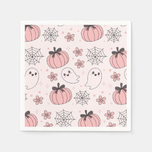 Kawaii Pink Halloween Ghosts & Pumpkins Servet