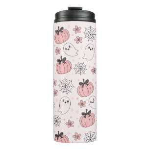 Kawaii Pink Halloween Ghosts & Pumpkins Thermosbeker