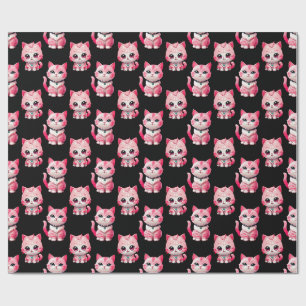 Kawaii Pink Kitty Cats Design Cadeaupapier