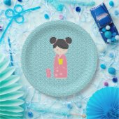 Kawaii Pink Kokeshi Papieren Bordje (Feest)