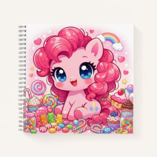 Kawaii Pink Pony Chibi Art – Sweet Candy & Cupcake Notitieboek