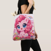 Kawaii Pink Pony Chibi Art Tote Draagtas (Dichtbij)