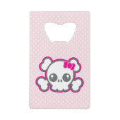 Kawaii Pink Ribbon Skull Carte de crédit Ouverture (Devant)