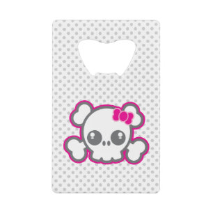 Kawaii Pink Ribbon Skull Creditcard Bottle Open Kredietkaart Flessenopener
