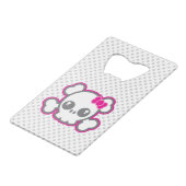Kawaii Pink Ribbon Skull Creditcard Bottle Open Kredietkaart Flessenopener (Voorkant Gekanteld)