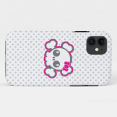 Kawaii Pink Ribbon Skull iPhone Case (Achterkant (horizontaal))