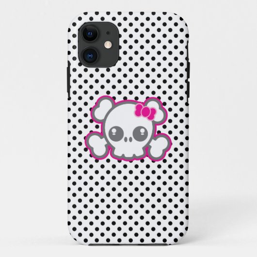 Kawaii Pink Ribbon Skull iPhone Case (Achterkant)