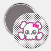 Kawaii Pink Ribbon Skull Magnet Magneet (Voorkant / Achterkant)