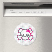 Kawaii Pink Ribbon Skull Magnet Magneet (Insitu (Vaatwasser))