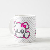 Kawaii Pink Ribbon Skull Mok (Voorkant links)