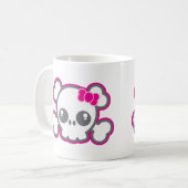 Kawaii Pink Ribbon Skull Mug (Devant gauche)