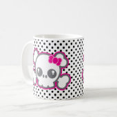 Kawaii Pink Ribbon Skull Mug (Devant gauche)