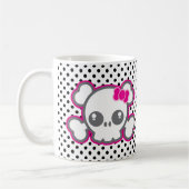 Kawaii Pink Ribbon Skull Mug (Gauche)
