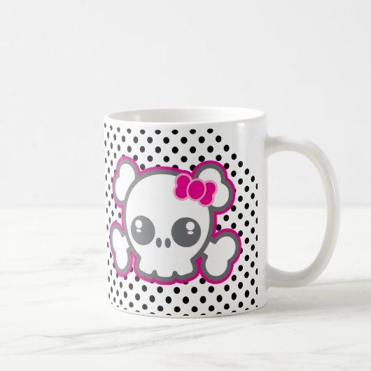 Kawaii Pink Ribbon Skull Mug (Droite)